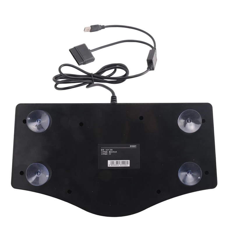 Manette de Jeu d'Arcade Rétro USB Joystick pour PS2/PS3/PC/Android Smart TV, Vibrateur Intégré, Lecture de Direction