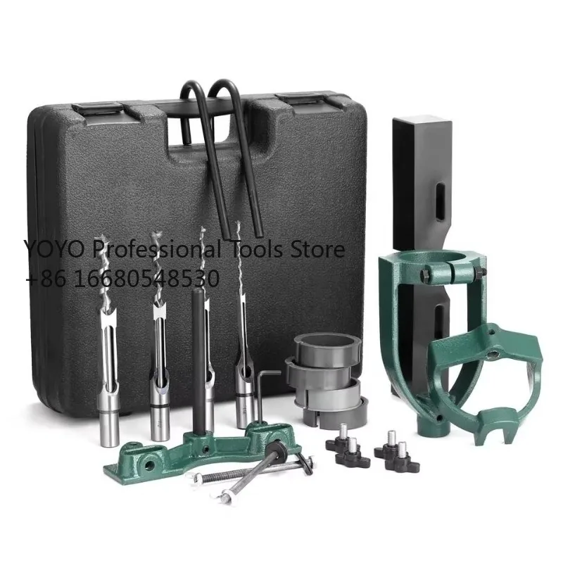 g3wCarbon Steel Tenon Machine and Mortise Attachment Woodworking Tools with Square Tenon Drill Attachments for Drill Press