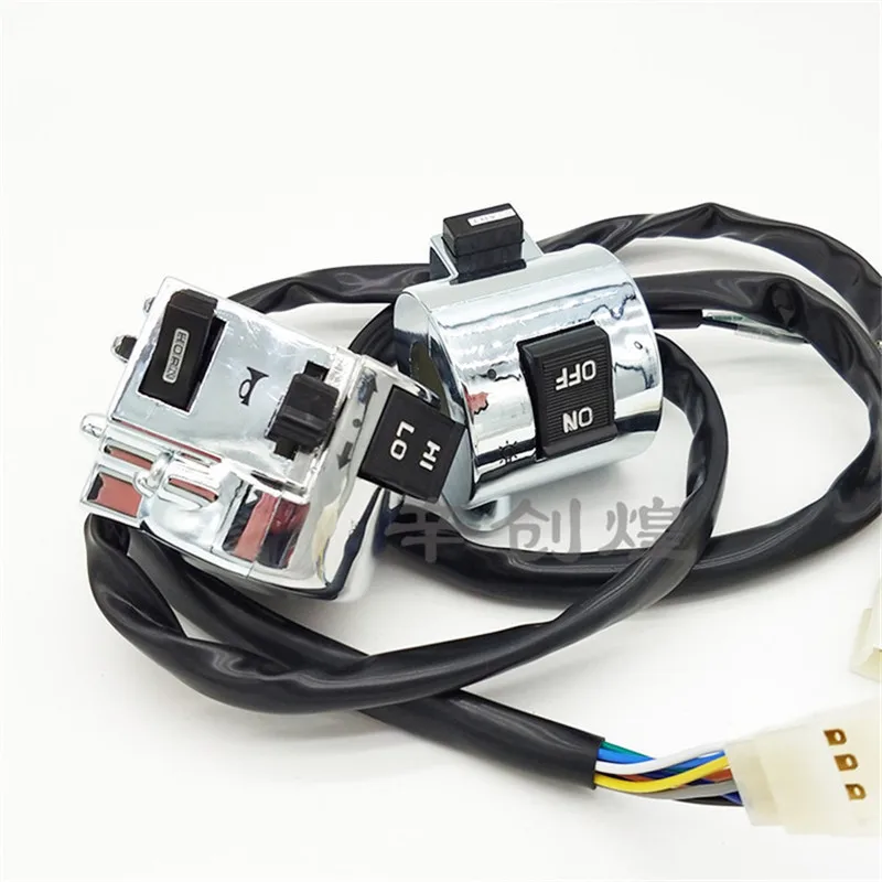 Motorcycle 1" 25mm Chrome Handlebar Control Motorcycle Switch Wiring Harness Horn Turn Signal Light Switch For Honda Switches