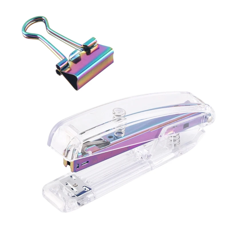 30 Pcs Metal Colorful File Clamp Kits Colorful Desktop Stapler High Capacity Large Commercial Stapler Binder Clip Sets