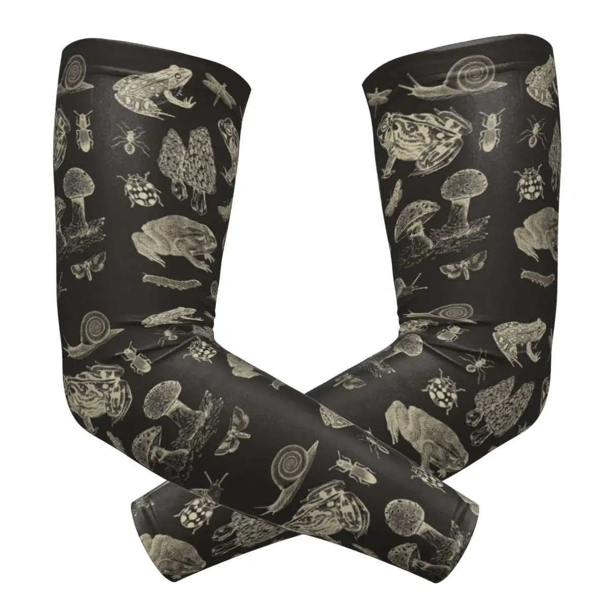 

Лягушка, гриб, улитка и мотылька Насекомые Нарукавники для улицы Защитный чехол от солнца и ультрафиолета Летние велосипедные татуировки на рукавах