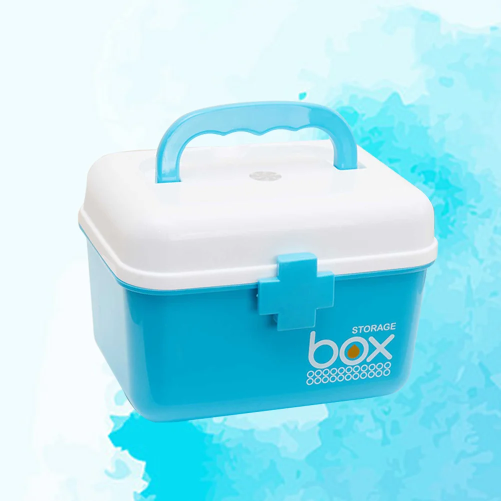 Family Emergency Kit S Lake Blue Box Organizer Multi-Use Portable Handle Large Capacity Storage Container