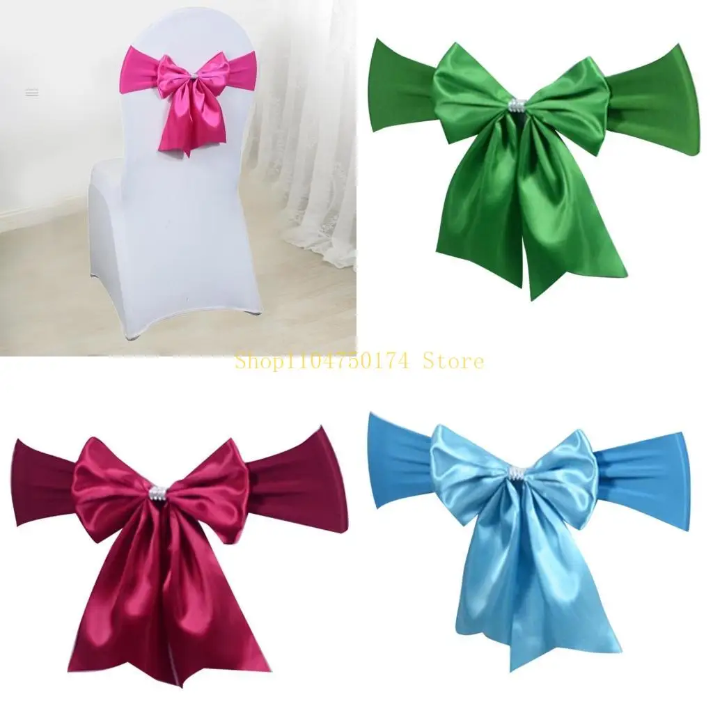 Elegant Chair Sash Bows Stretch Chair Cover Band Polyester Ribbon for Wedding Add Romances to Any Celebration top sale