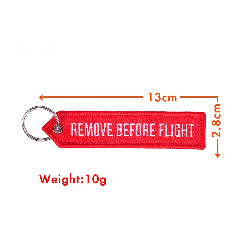 1PC or 3PCS Both Sides Text Embroidery REMOVE BEFORE FLIGHT Arrow Red Pendant Aviation Key Holder Car Keychain Gifts Wholesale