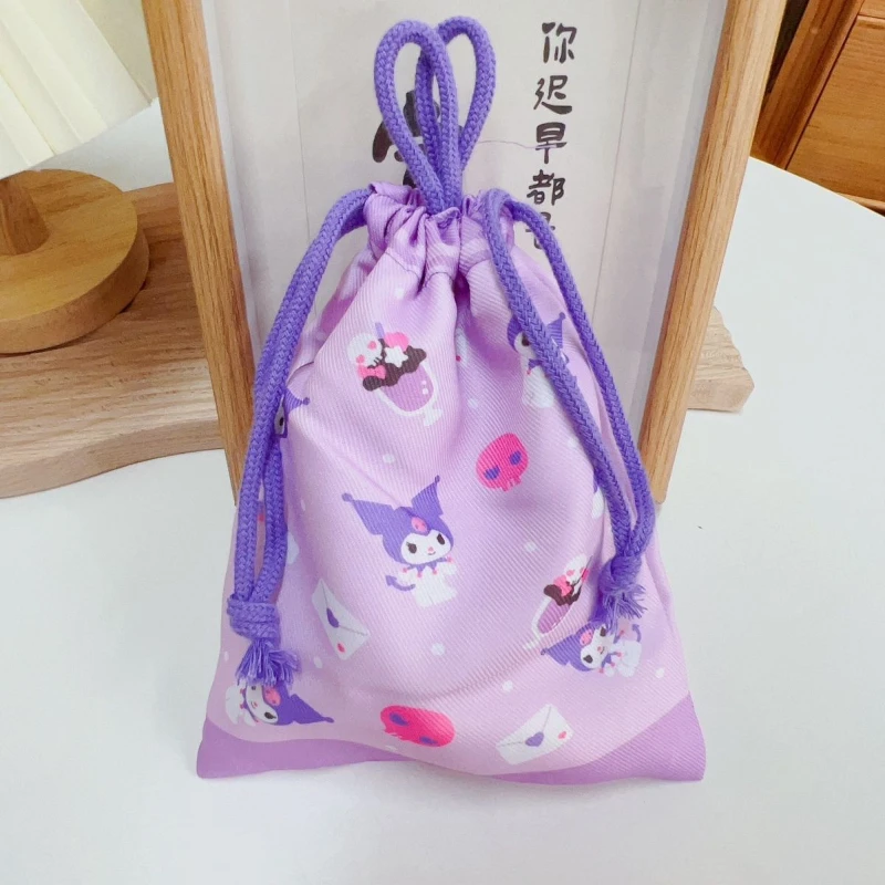 hello kitty Sanrio drawstring small bag bathroom organizer with side bag toy storage side bag for ladies 17.5*20cm anime kuromi