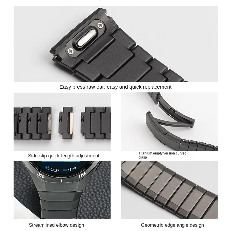Tali Titanium Ujung Melengkung untuk Jam Tangan Huawei GT 5 Pro 46Mm Gelang Jam Busur Rilis Cepat Urltra-ringan untuk Pria Huawei GT5 Pro 22Mm