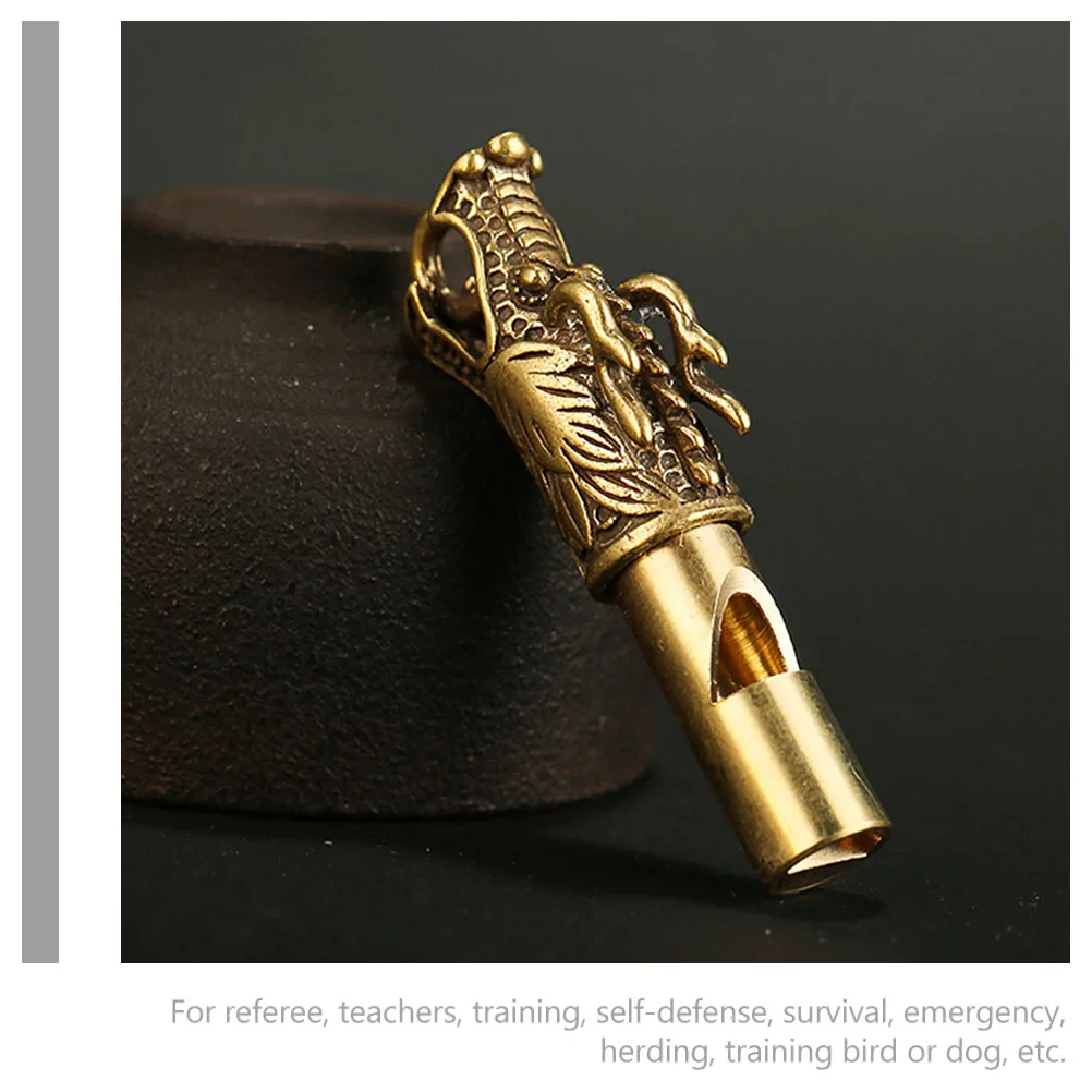 

3 Pcs Copper Whistle Keychain Portable Loud Emergency Safety Outdoor Camping Travel Supply Dragon Shape Durable