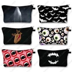 Horror Ghost Vampire Zombie Cosmetic Case Scary Eyes Women Make Up Organizer Bag Gothic Lipstick Storage Pouch Cosmetic Bags