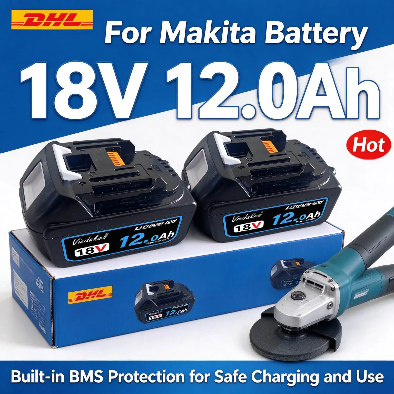 18V 12.0Ah LXT Lithium Ion Replacement Battery For Makita Compatible BL1830B BL1840B BL1850B BL1860B Cordless Power Tool Battery