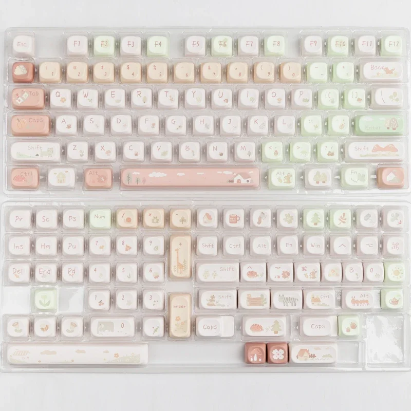 Imagem -03 - Teclas Conjunto Tampa Chave Cabana Floresta Pbt Moa Perfil Duplo Tiro Teclado Mecânico de Sublimação Térmica para Personalização 141