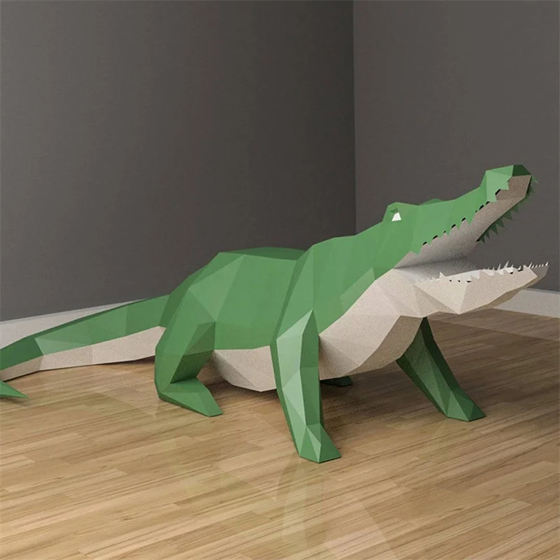 Crawling Crocodile 3D Paper Model Animal Origami Papercraft Hallway Ornament DIY Puzzles Hand Made Home Decoration Creative Toys