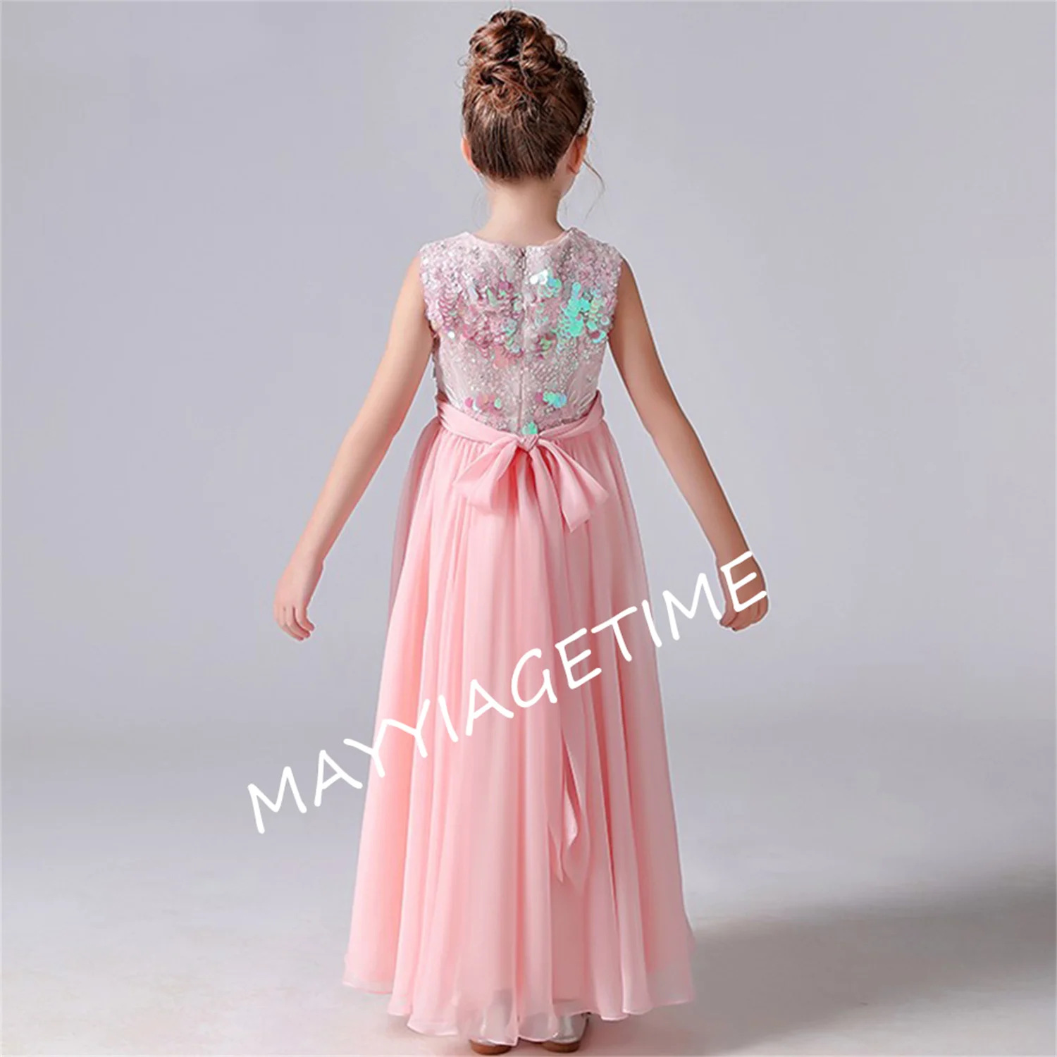 

Sequined Pink Flower Girl Dresses Kids Weddings Birthday Party Pageant Gowns Junior Bridesmaid Dress