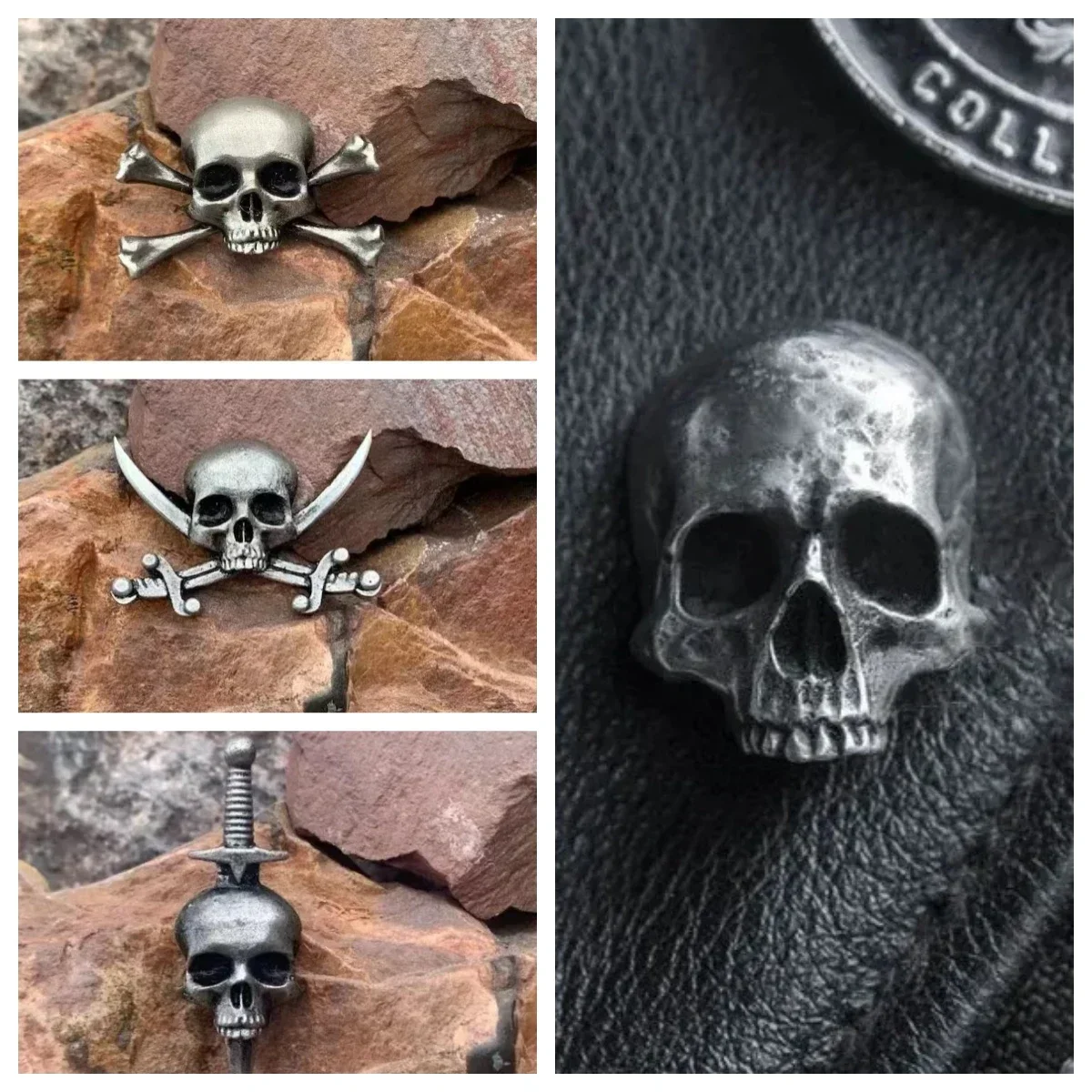 Punk Style Skull Head Brooch Metal Gothic Backpack Badge rock bands Ghost Head Clothing Bag Pin Fashion Men Halloween trend gift