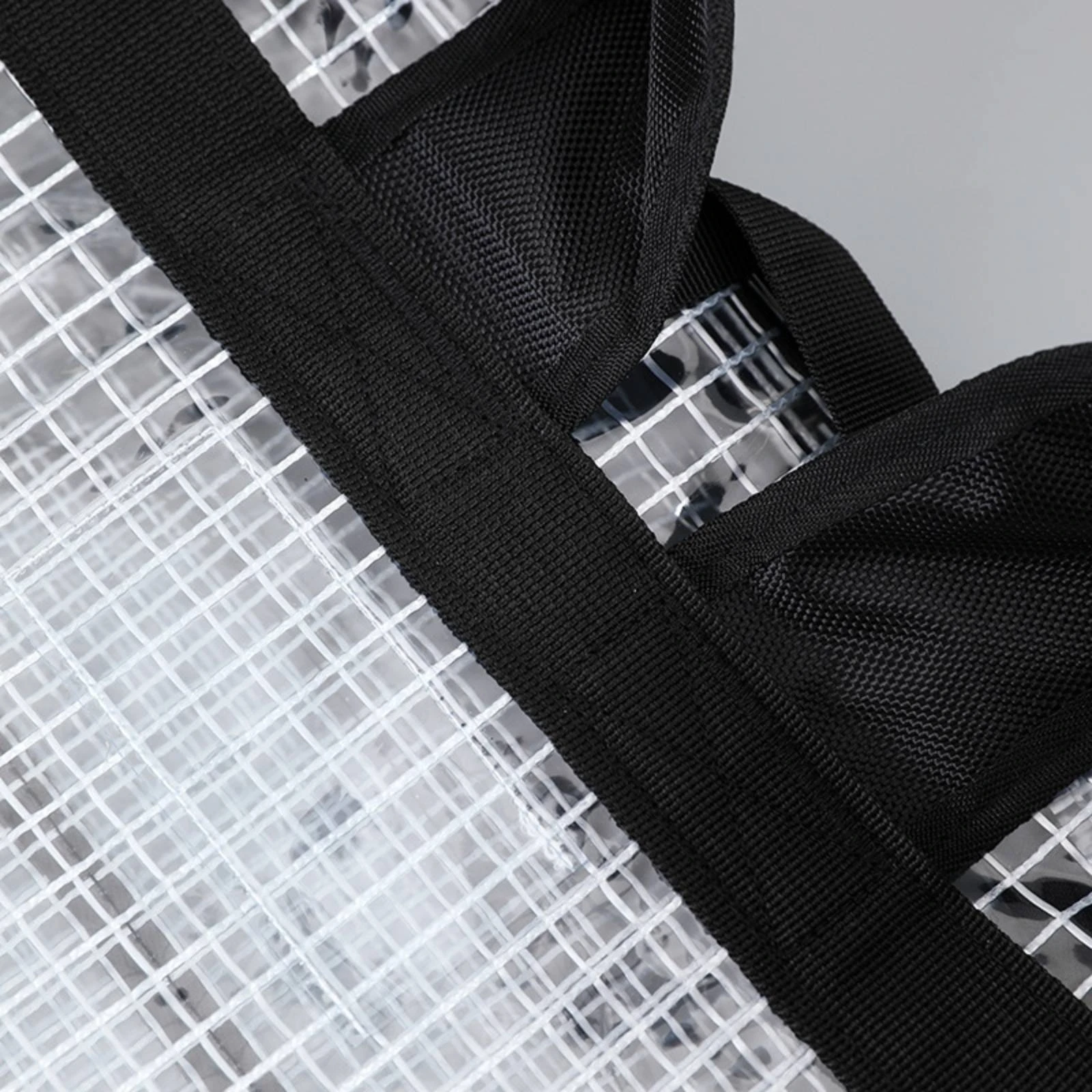 Grid PVC Backpack Front Zip Pocket Transparent Backpack Transparent Bag Top Handle School Gear Large Capacity - view 2