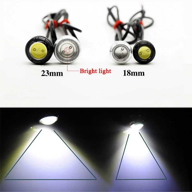 AEING 1*18MM/23mm 12V/24V Car Styling Waterproof White Eagle Eye LED Daytime Running Light DRL Backup Reverse Parking Lamp