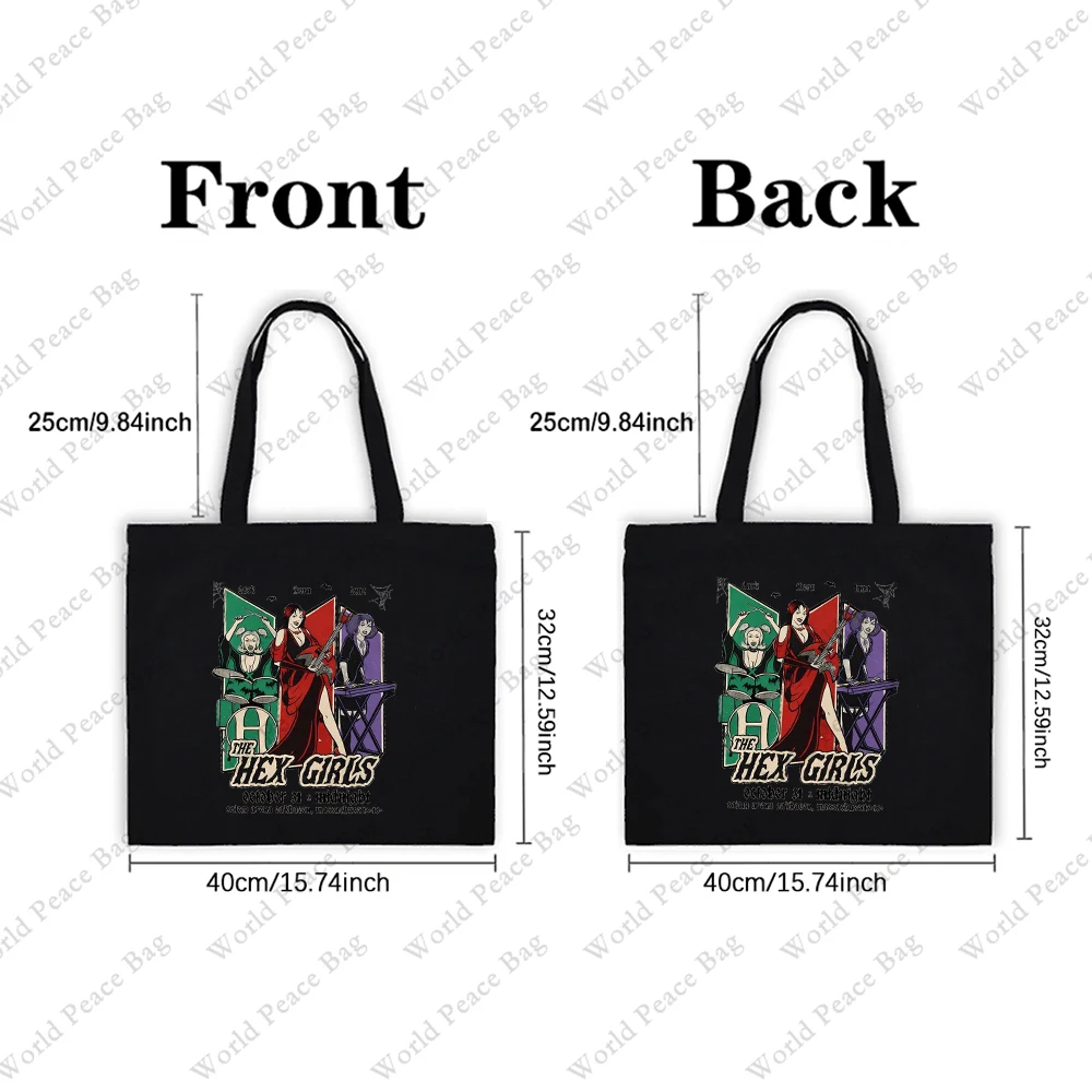 1 pc The Hex Girls Tour pattern Tote Bag Canvas Shoulder Bag For Travel Daily Commute Women's Reusable Shopping Bag