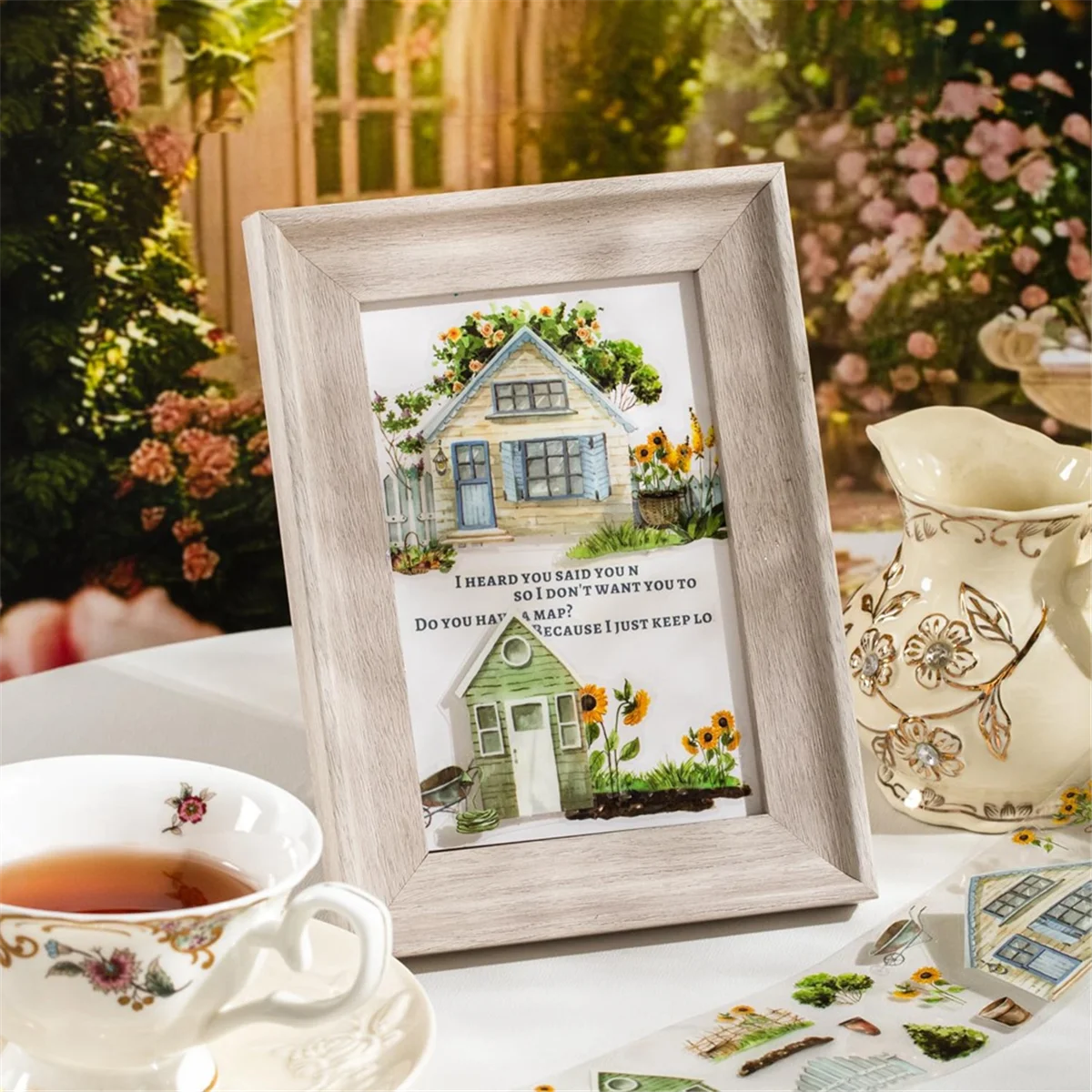 مجموعة شريط ABJG-PET، 4 لفات من الزائلة ذات المناظر الطبيعية الخلابة للمجلات غير المرغوب فيها، وسجل القصاصات، والحرف اليدوية، DIY