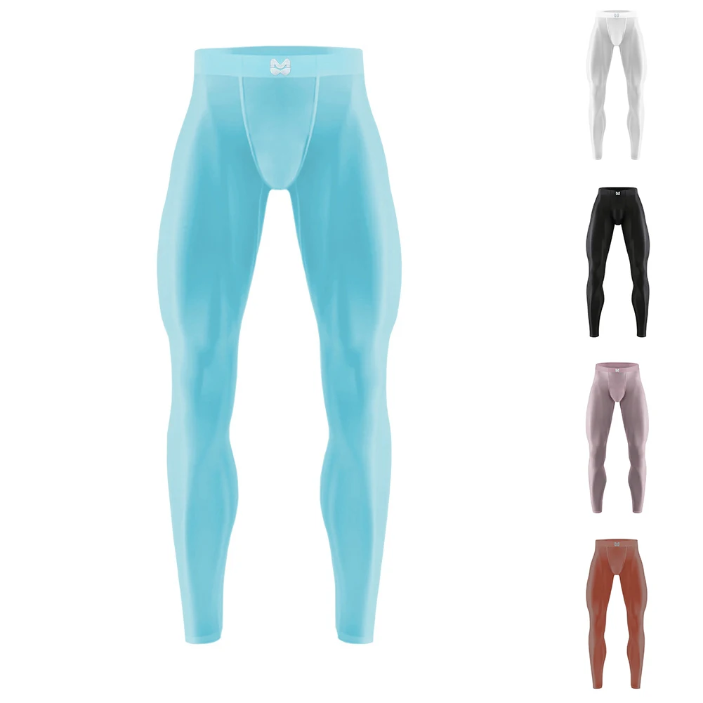 Men Summer See Through Ice Silk Nude Yoga Base Layer Gym Sports Pants Leggings Fitness Workout Bottoms Ultra Thin Men\'s Pants