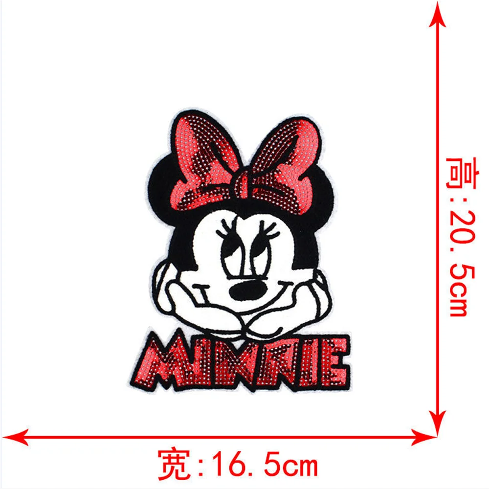 1 stücke Marke Neue Pailletten Bogen Minnie Applique Cartoon Bogen Aufkleber Hand Nähen DIY Patchwork Stickerei Patch Kleidung Kleid Kleidung