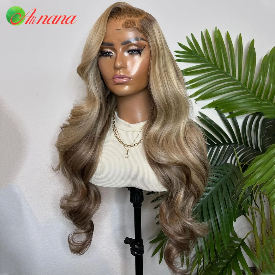 

Highlights Ash Blonde Colored 13X6 13X4 Lace Frontal Wig Body Wave 200% Density 5X5 Lace Closure Human Hair Wigs For Black Women