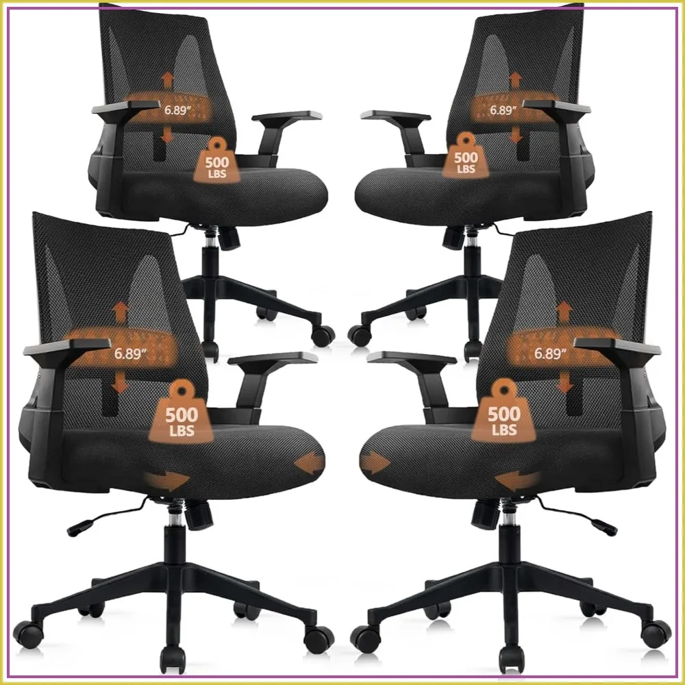 Big Tall Office Chair 500lb Heavy Duty Ergonomic Mesh Desk Chair Flip-up Arms Black