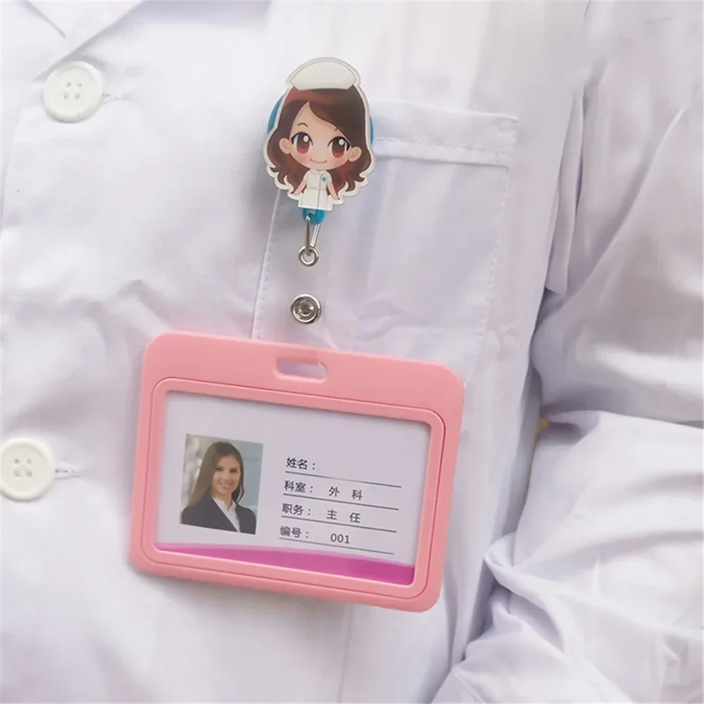 1 Pc Doctor Nurse Cartoon Retractable Badge Reel Student  Exhibition Pull Key ID Name Card Lanyard Badge Holder Office Supply