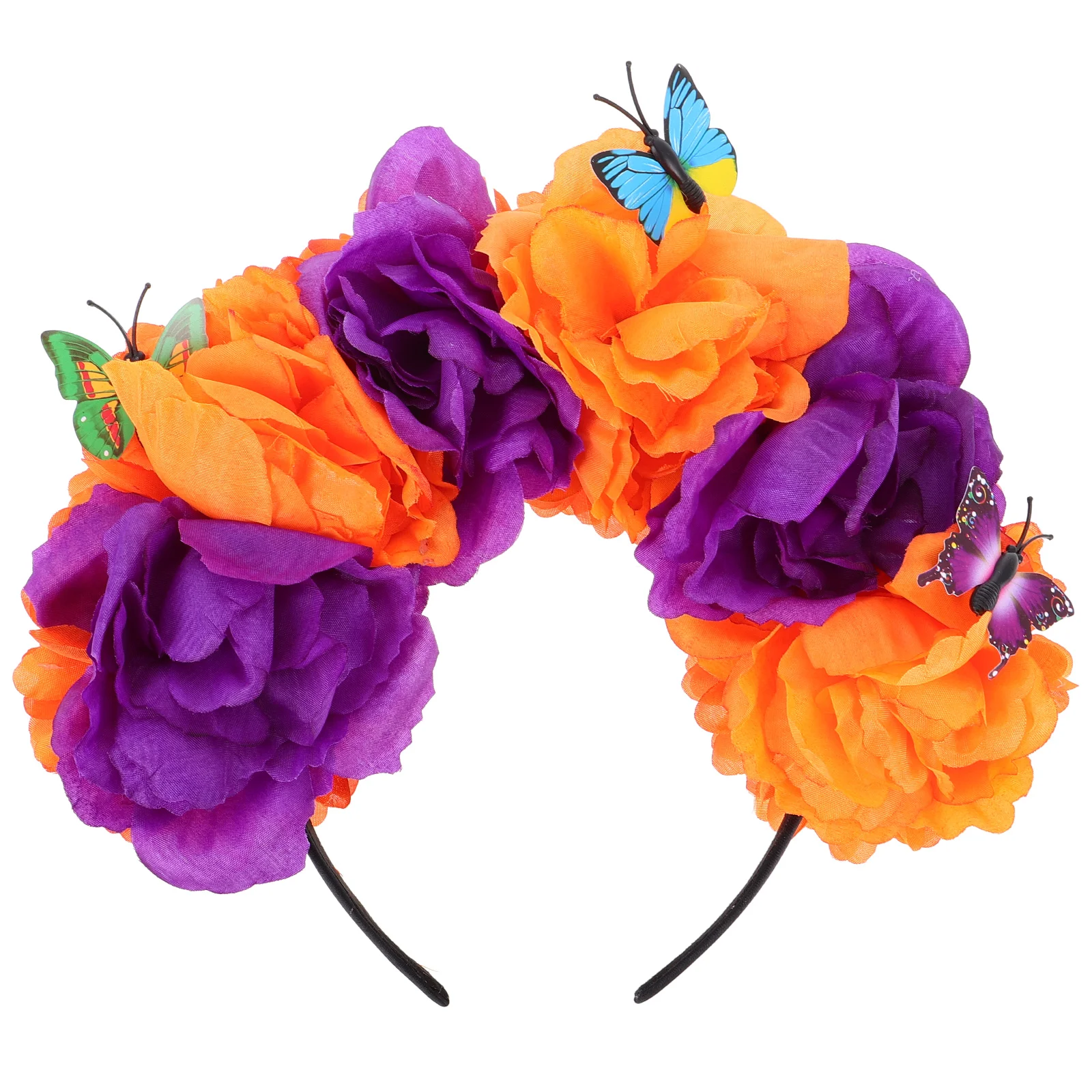 

Festival Headband Women Floral Silk Hair Hoop Realistic Faux Flowers Comfortable Fit Durable Halloween Mexican Costume Rose