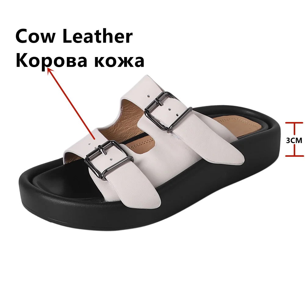 FEDONAS Platforms Slippers Women Sandals Summer Genuine Leather Flats Buckles Leisure Casual Comfortable Shoes Woman New Arrival