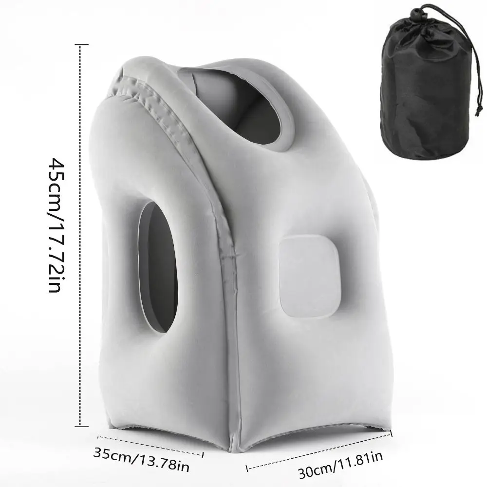 PVC Material Office Nap Pillow Head Support Air Cushion Inflatable Travel Pillow Foldable Headrest Chin Support Pillow