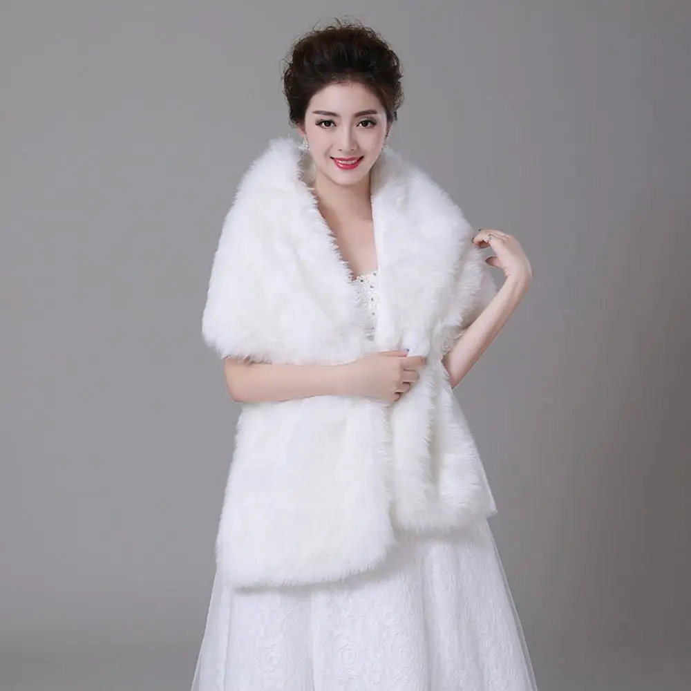 

Элегантное утолщенное свадебное платье, шаль, теплый белый мех, свадебная накидка, пушистый мех, мягкая текстура, женская плюшевая шаль, свадебные аксессуары