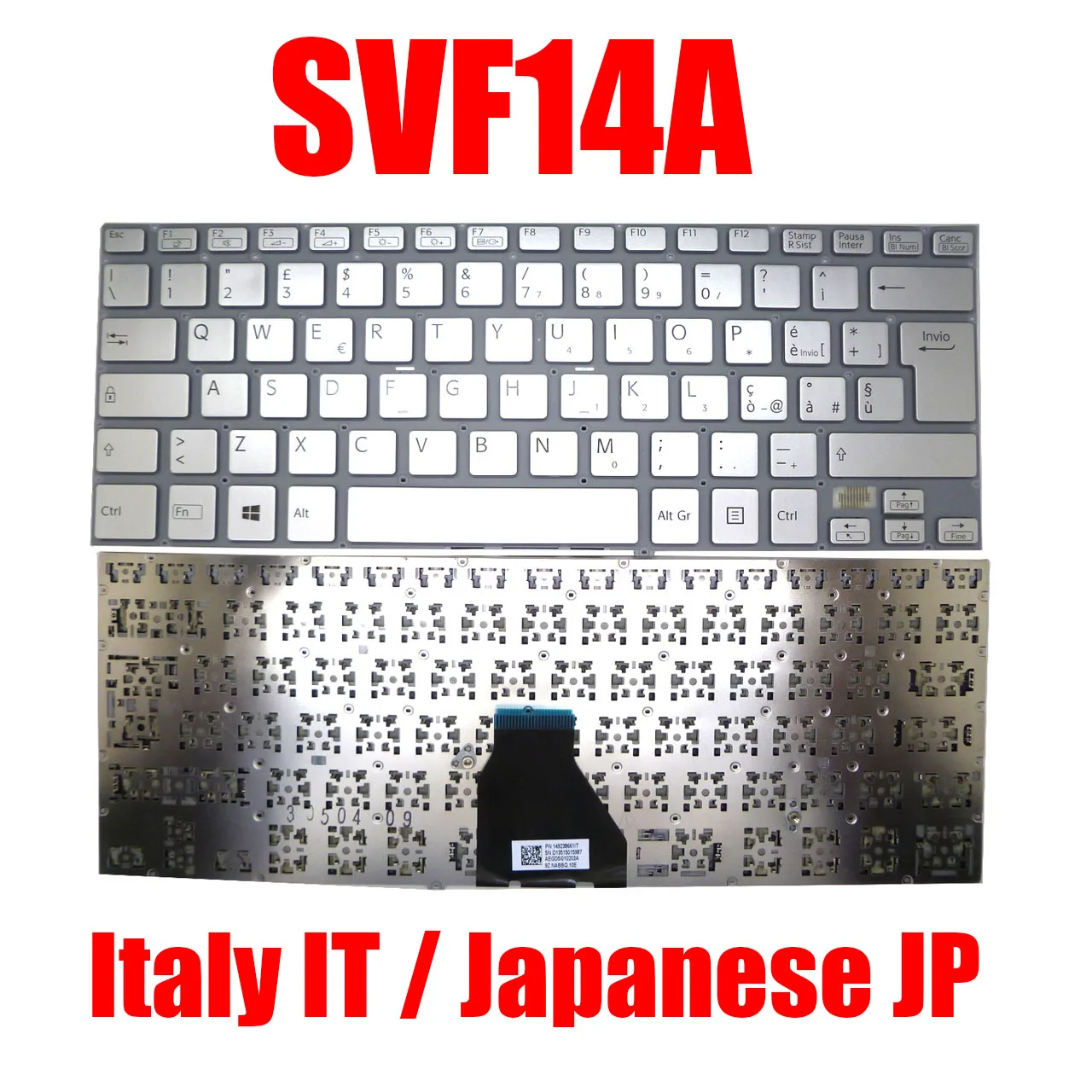 

IT JP Laptop Keyboard For SONY SVF14A 149238361IT 149238661IT 149237911JP 149238211JP Black Silver Without Backlit New