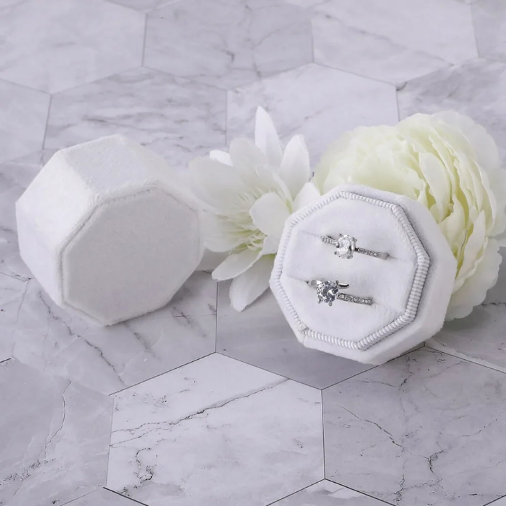 

New A Pair of Rings Jewelry Box Velvet Premium Feeling Ring Box Elegant Luxury Jewelry Display Packaging Anniversary
