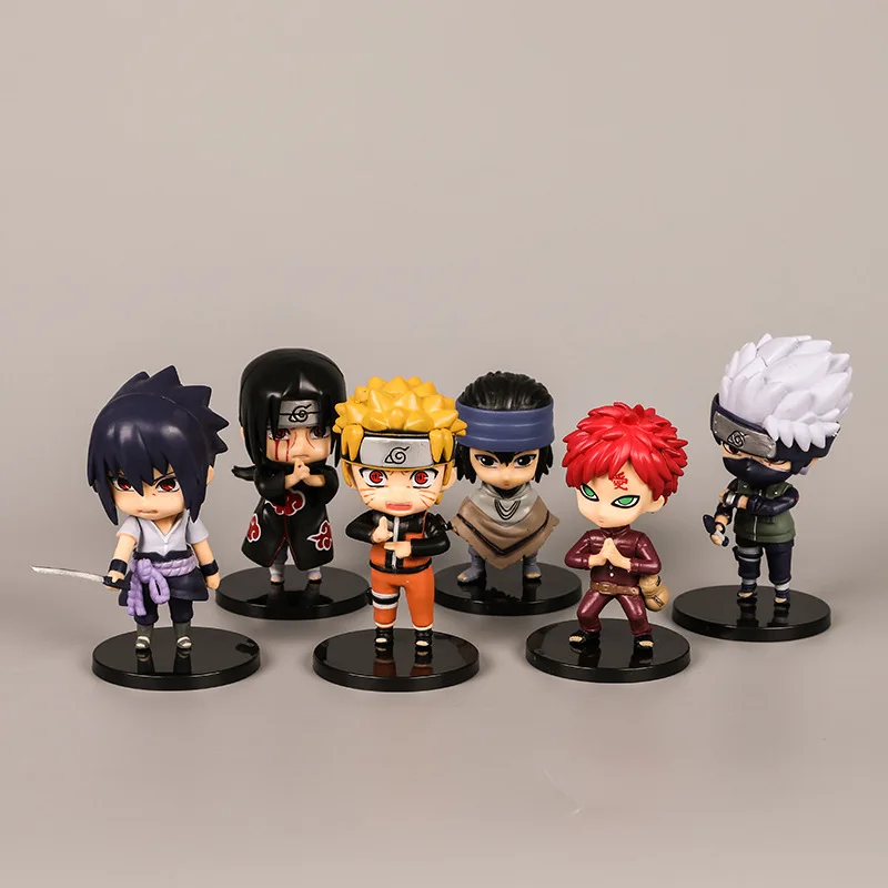 

6 PCS Genuine Naruto Anime Figures Mini Q Version Kawaii Toys Kids Gift Toys Model Toys For Children Fnaf Baby Anime Ornamento