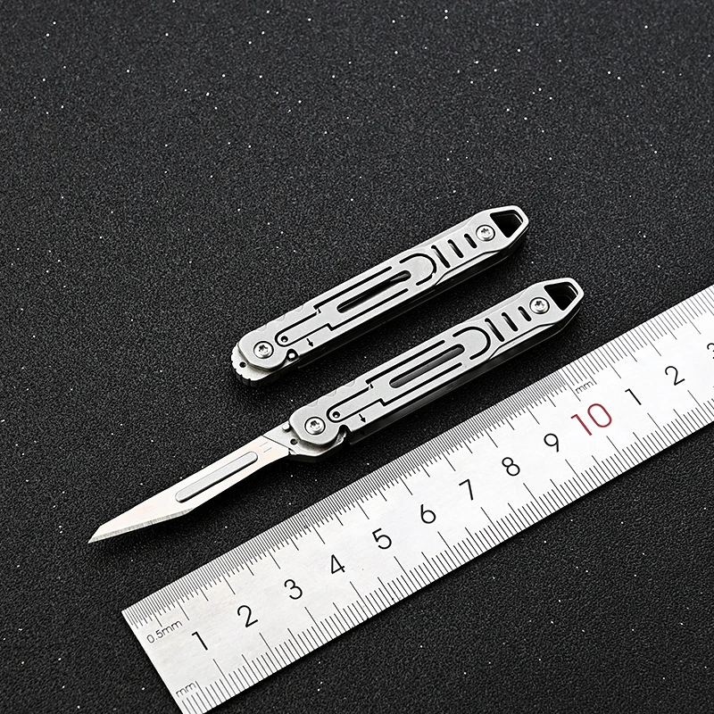 Imagem -02 - Medical Folding Bisturi Faca Edc Outdoor Desembalar Pocket Knife 10 Pcs Lâminas Substituíveis Aço Inoxidável