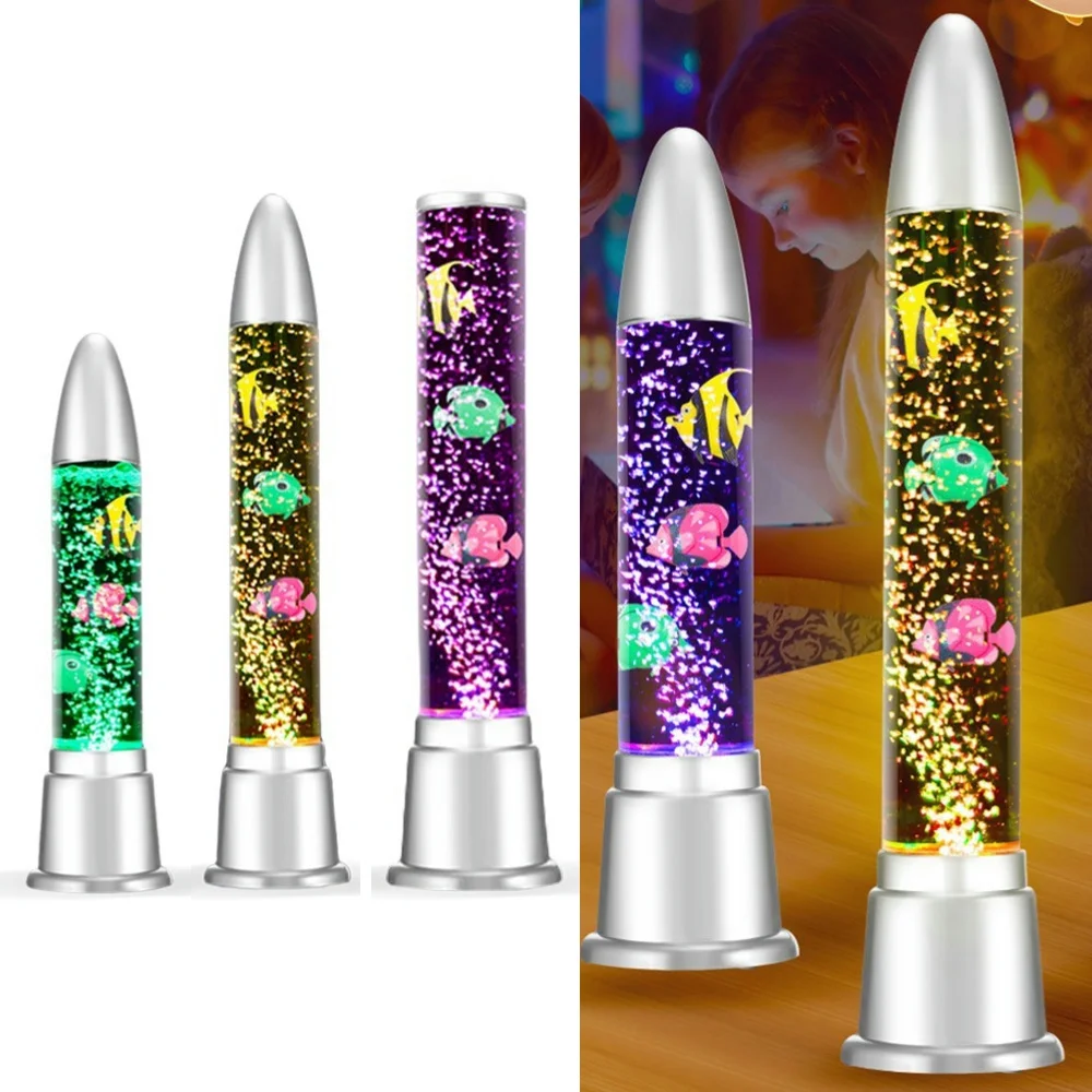 LED Bubble Tube Light Color Changing Artificial Fish Tank Lamp Fake Aquarium Lamp for Home Desk Bedroom