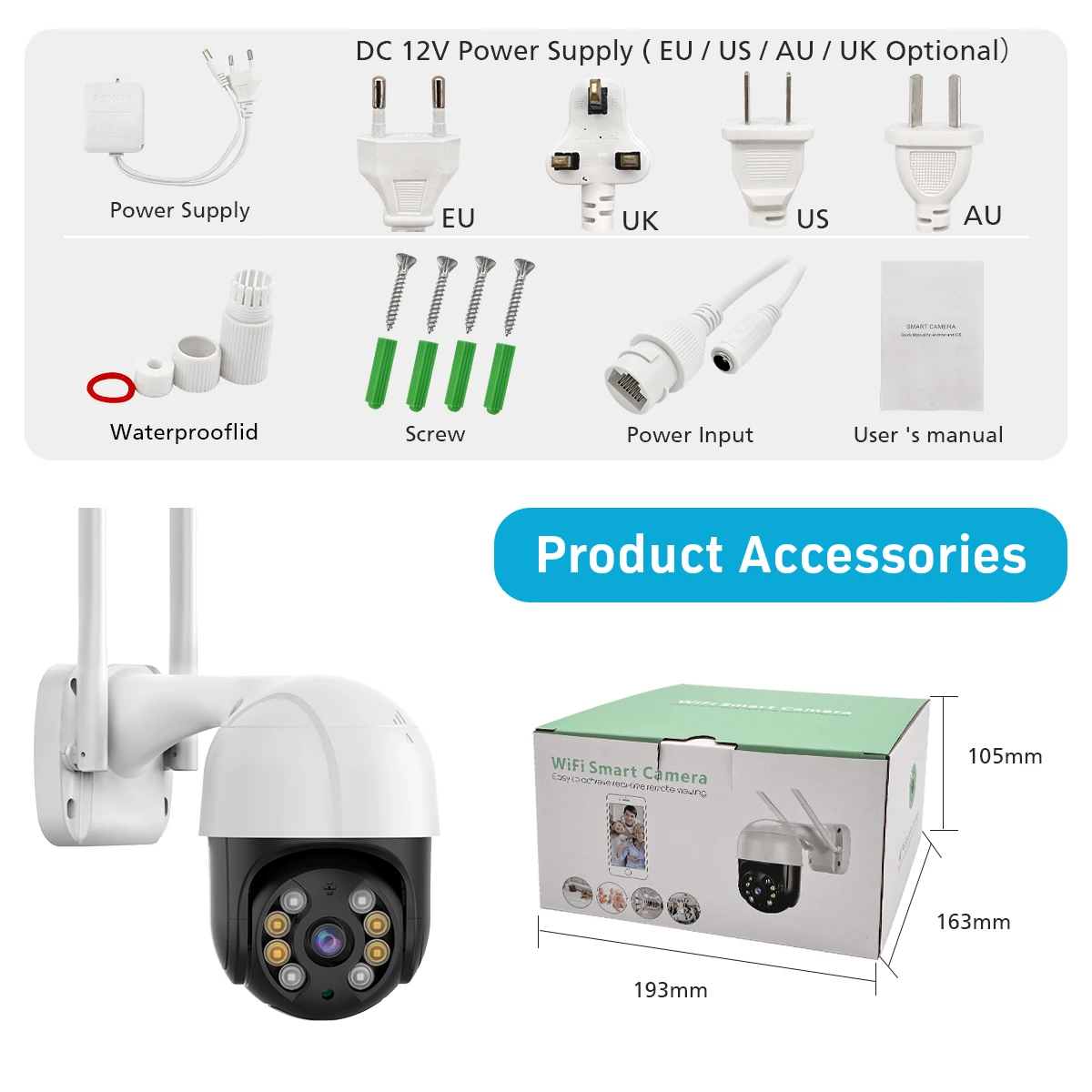 8MP 4K IP 무선 PTZ 카메라, HD 컬러 나이트 비전 와이파이 카메라, 야외 AI 자동 추적 CCTV 감시 캠, 4X 디지털 줌