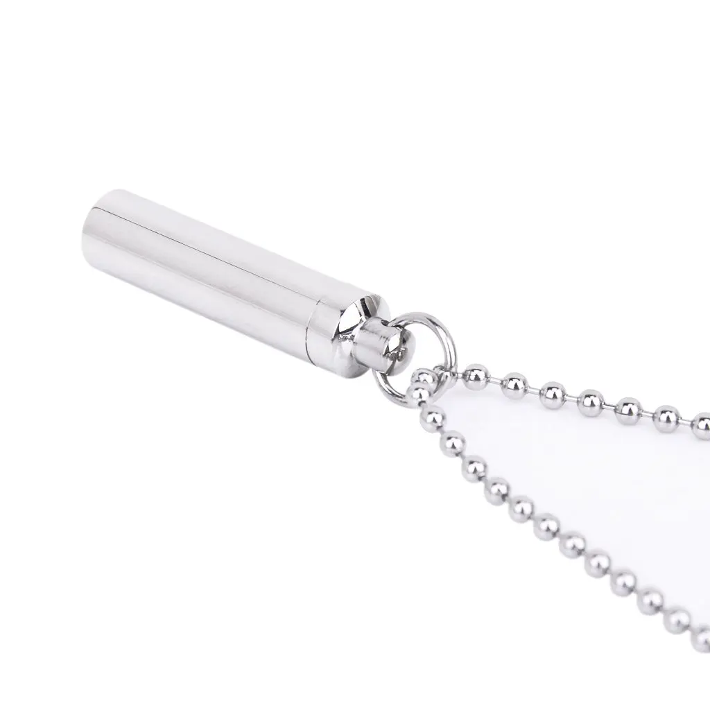 ABQR Stainless Steel Pill Case Holder Cylinder Cremation Urn Memorial Pendant Necklace Keepsake 49*9mm