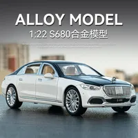 1:22 Mercedes-Benz Maybach S680 Simulation Diecast Metal Alloy Model Car Sound Light Pull Back Collection Kids Toy Gifts