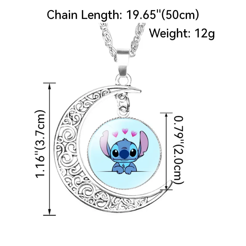 Disney Stitch Necklace Action Anime Figures Stitch Angel Pendant Ornaments Cute Cartoon Ornaments Women's Jewelry Children Gifts