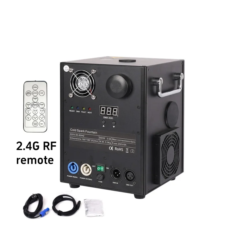 1pc Black 650W Cold Spark Machine Wireless DMX Control Fireworks for Wedding Stage Equipment Spark Machine Special Effects