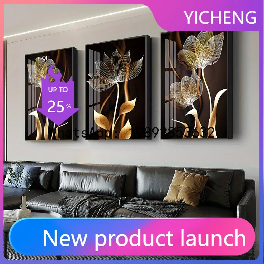 

Black and Golden Flower Wall Art Canvas Painting for Living Room Decor Modern Abstract Posters Home Decor