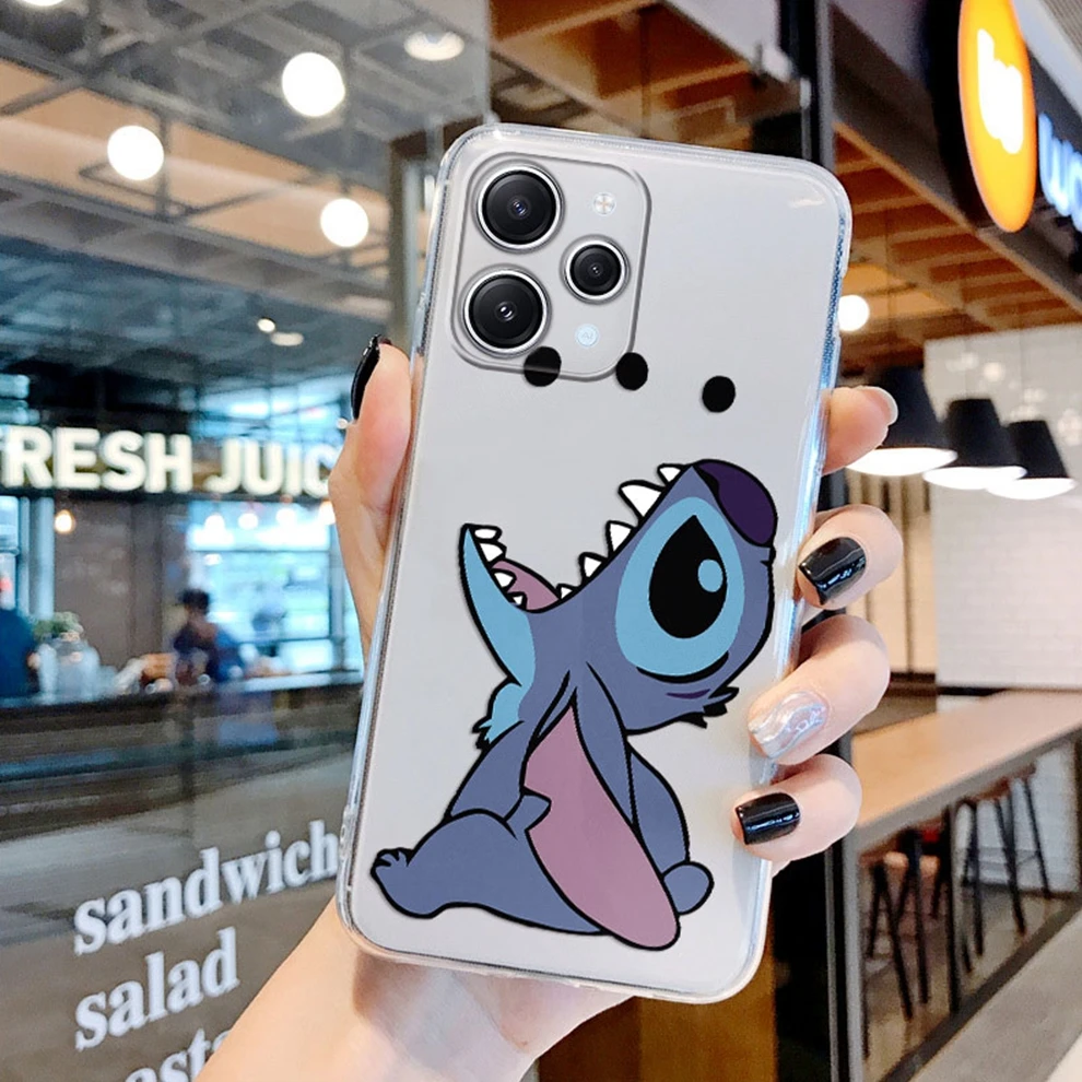 Funda para Redmi 12 11A 12C poco c55 Funda trasera Coque Mickey Minnie Mouse Stitch Funda transparente de silicona suave para parachoques Redmi 12