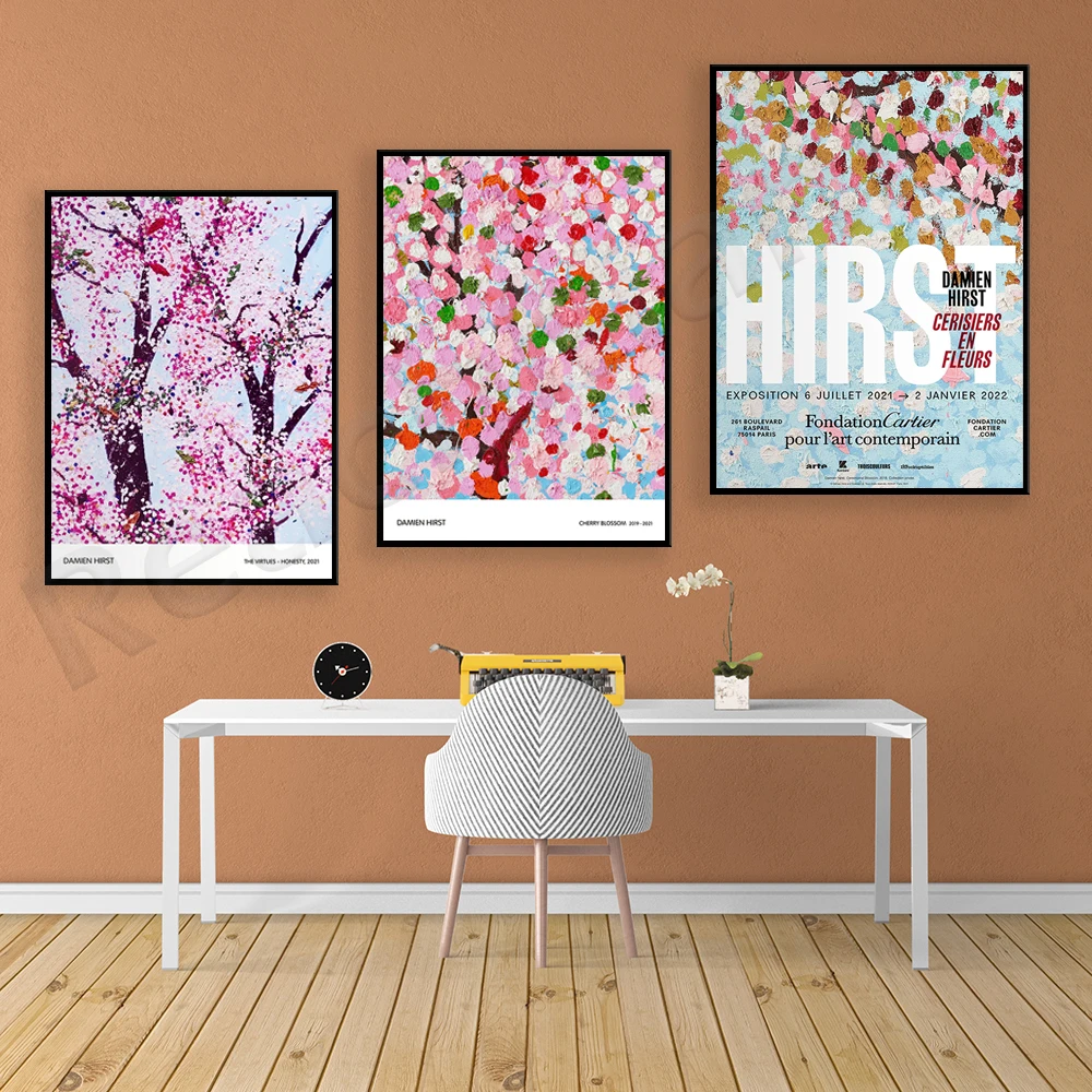 

Damien Hirst, The Virtues – Honesty 2021 Poster, Cherry Blossoms, Damien Hirst Pink Flowering Tree, Paris Exhibition Poster