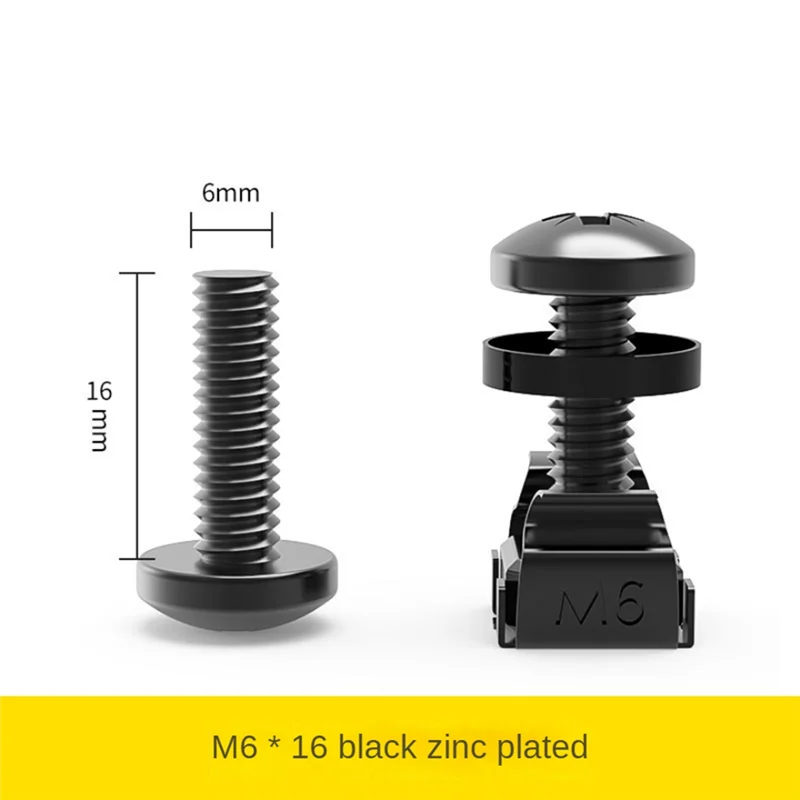 50 Pz M6x16mm Viti per armadio Montaggio su rack Gabbia Dadi Rondelle per viti per ripiani di distribuzione del telaio del server Routers-B51B
