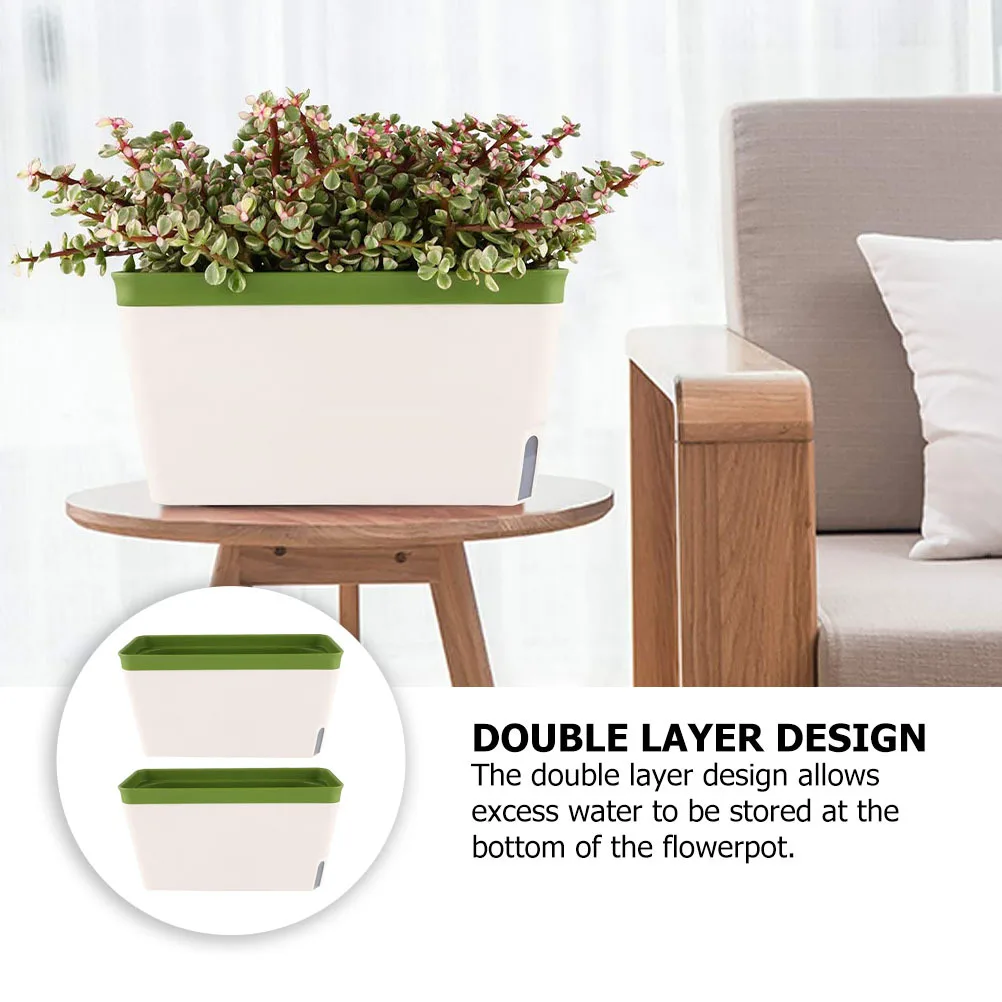 

2Pcs Self Watering Flowerpot Garden Planters Double Layer Automatic Water Absorption Planter Pot for Succulents Outdoor Indoor