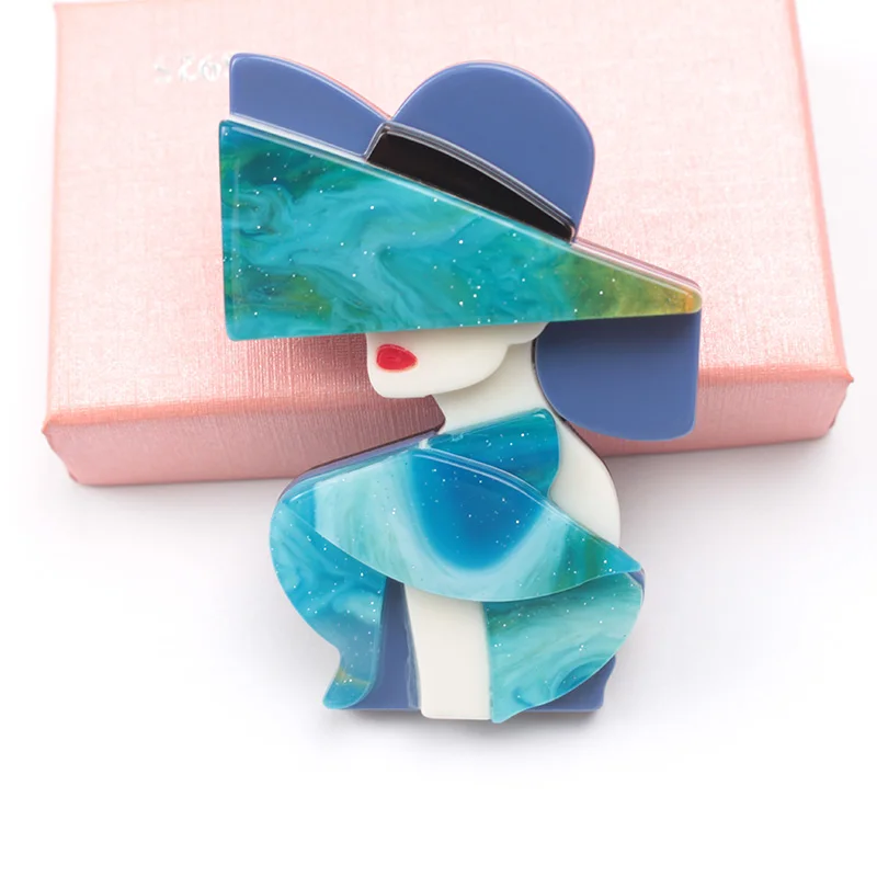 handmade fashion accessories acrylic cartoon women portrait brooches popular clothing bag accessories