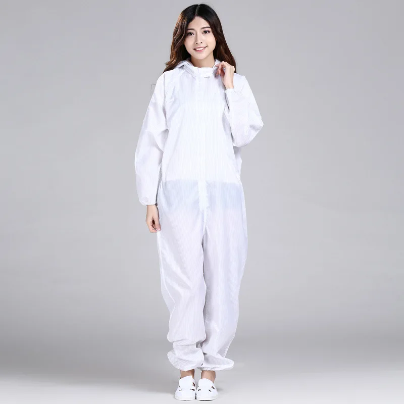 

One-piece Cleanness Hooded Work Uniforms Food Machinery Electronic Workshop Clothing Protection Suit Anti-Static Work Wear