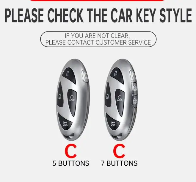 Car Zinc Alloy Silicone Key Case Holder Cover Chain For Hyundai Grandeur GN7 2023 Kona SX2 Ev Ioniq6 Grand Prix 5/7 Bottons