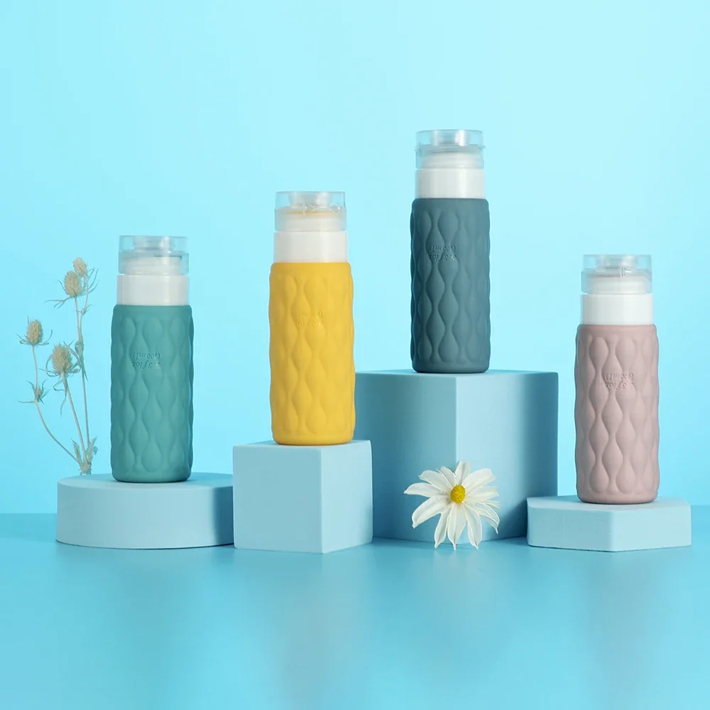 4 bottiglie da viaggio in silicone da 100 ml set per articoli da toeletta perdite comprimibili per shampoo cosmetico crema balsamo lozione sapone