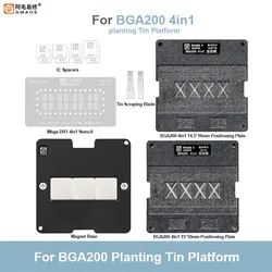 AMAOE BGA200 4 in 1 Planting Tin Magnetic Platform Set Position Plate Mbga-DR1 0.15mm BGA Reballing Stencil Set